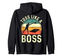 Cornhole Player | Cornhole Bean Bag | Retro Toss Like A Boss Zip Hoodie