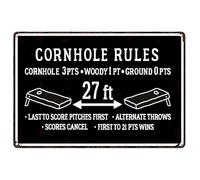 Cornhole Rules Metal Poster Cornhole 3PTS Woody 1 PT Ground Opts Motivational Wall Art Tin Signs for Home Room Farmhouse Garden Yard Bar Pub Man Cave 8 X 12 Inch