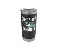 Cornhole Team Bean Bag Player Champ Boy Just A Boy Who Loves Stainless Steel Insulated Tumbler