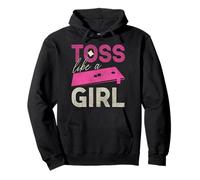 Cornhole Team Bean Bag Player Champ Girl Toss Like A Girl Pullover Hoodie