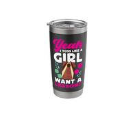 Cornhole Team Bean Bag Player Champ Girl Yeah I Toss Like A Stainless Steel Insulated Tumbler