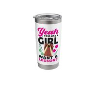 Cornhole Team Bean Bag Player Champ Girl Yeah I Toss Like A Stainless Steel Insulated Tumbler