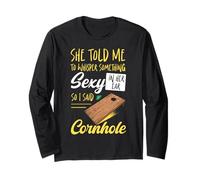 Cornhole Team Bean Bag Player Champ She Told Me to Whisper Long Sleeve T-Shirt
