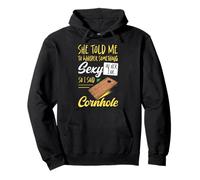 Cornhole Team Bean Bag Player Champ She Told Me To Whisper Pullover Hoodie