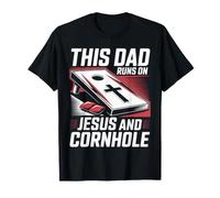 Cornhole Team Champion This Dad Runs On Jesus and Cornhole T-Shirt