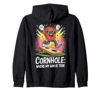 Cornhole Where My Aim Is True Celebration Zip Hoodie