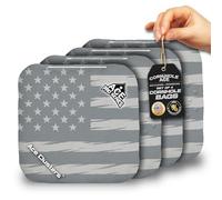 CornholeAce Ace Clusters | Silver USA Flag (Set of 4 Bags) | ACE Pro Stamped | Professional Cornhole Bags | Cluster Pad Technology | Dual Sided Slick Stick All Weather