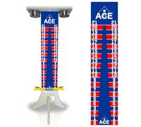 CornholeAce Elite Cornhole Scoreboard Triangle Edition 3ft Tall Hardware Free Stand with 2 Stainless Cup Holders UV Printed Baltic Birch Electronic Score Keeping Area