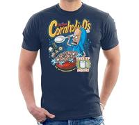 Cornholios Cereal Beavis and Butt Head Men's T-Shirt (UK, Alpha, S, Regular, Regular, Navy Blue)