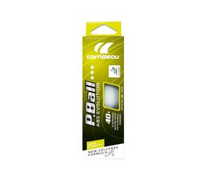 Cornilleau ITTF Plastic ABS Evolution 3 Star Competition Table Tennis Balls (Pack of 3), White