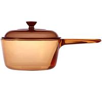 Corning Vintage Visions Visionware 1.5L Sauce Pan Pot W/Lid 1.59 Quart Amber
