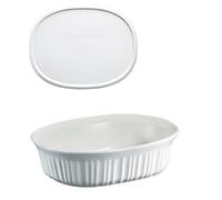 CORNINGWARE French White 1.5 Quart Oval Casserole Bundle: 1.5 Oval with Plastic Lid