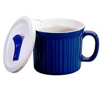 CorningWare Meal Mug with Vented Lid for Steam, 20-Oz Stoneware Soup Mug, BPA-Free Lid, Microwave, Freezer, and Dishwasher Safe, Blueberry