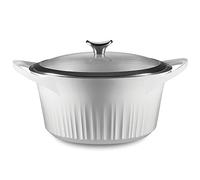 CorningWare, Non-Stick 5.5 Quart QuickHeat Dutch Oven Pot with Lid, Lightweight, Ceramic Non-Stick Interior Coating for Even Heat Cooking, Perfect for Baking, Frying, Searing and More, French White