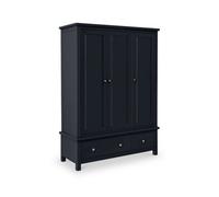 Cornish Black Triple Wardrobe With 2 Drawers - By Roseland Furniture
