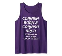 Cornish Born & Cornish Bred, Strong in The arm, Good in Bed Tank Top, Men, Purple, Small