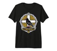 Cornish Chough s Celtic Cross s St Piran Shield Premium T-Shirt