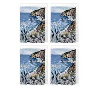 Cornish Coastal Cliffs Seascape Art Cards Multipack of 4 Cornwall Landscape Greeting Cards For Any Occasion, Blank Inside For Your Message, A6 Size 10 x 15 cms