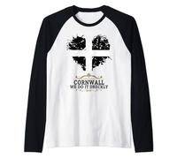 Cornish Flag Idea For Women & Cornwall Saint Piran's Flag Raglan Baseball Tee