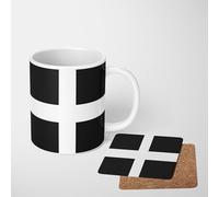 Cornish Flag Mug 11oz | Heat Sensitive or Standard Ceramic | Optional Matching Coaster | Kitchen Cup Drinkware | Cornwall Pride Art Gift | Durable Dishwasher Safe Tea Coffee Mug