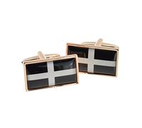 Cornish Flag of St Piran in Rose Gold Frame Cufflinks in a Black Leatherette Box - X2N9957-CORNWALL-XCBOX