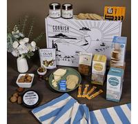 Cornish Hampers & Gifts - Cheese Cream Tea - Cornish Sea Salt Crackers Cheddar Wax Wheel, Chilli Jam & Red Onion Chutney, Olives, Butter, Tea & Coffee