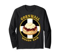 Cornish Pride St Piran Flag s Jam First Cream-Tea Cornwall Long Sleeve T-Shirt