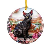 Cornish Rex Cat Hanging Ceramic Remembrance Ornament With Ribbon Xmas Ornaments