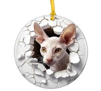 Cornish Rex Cat Keepsake Ceramic Christmas Tree Decorations With Ribbon Hanging