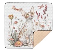 Cornish Rex Cats White Cute Foldable Baby Activity Play Mat for Floor Water Resistant Baby Crawling Mat for Baby Kids Toddlers Infants, 50'' x 50''