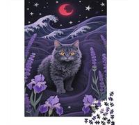 Cornish Rex Jigsaw Puzzles Puzzles for Adults Kids. 1000 Pieces Cat Lavender Impossible Challenge Toy Educational Games Home Decoration for Adults& Kids Age 14 Years Up 1000pcs (75x50cm)