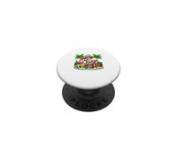 Cornish Rex Relaxing On Beach Funny Summer Vacation Hawaiian PopSockets Adhesive PopGrip