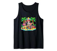 Cornish Rex Relaxing On Beach Funny Summer Vacation Hawaiian Tank Top