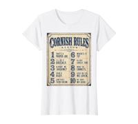 Cornish Rules Cornwall Dialect Value Graphic T-Shirt, Women, White, XL