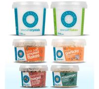 Cornish Sea Salt Flavour By The Book Bundle | 6 Salts and Seasonings | Rosemary 60g, Real Garlicky 55g, Everything Bagel 50g, Smoked Flakes 125g, Sea Salt Flakes 150g and Crystals 225g
