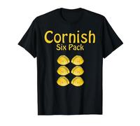 Cornish Six Pack, Cornish Pasty Cornwall Fun Value Graphic T-Shirt, Men, Black, S