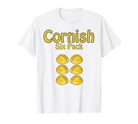 Cornish Six Pack, Cornish Pasty Cornwall Fun Value Graphic T-Shirt, Men, White, S