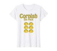 Cornish Six Pack, Cornish Pasty Cornwall Fun Value Graphic T-Shirt, Women, White, S