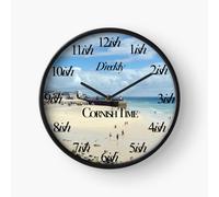 (Cornish Time, St Ives=851) Wall Clock 12 Inch Funny Mantel & Tabletop Art Decor for Home Bedroom Office