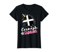 Cornish Unicorn Cornwall Flag Value Graphic T-Shirt, Women, Black, S