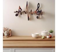 Cornly yumi Metal Black Wall Art，Heartbeat Black Metal Wall Art, Music Studio Decor, Vintage Coffee Bar Decor, Hanging Music Note Wall Sign for Home Kitchen, Bedroom, Living Room 11.81 X 7.48 Inches