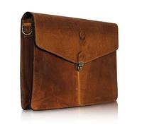 Corno d´Oro Premium Laptop Bag 13-14 Inch Laptop Leather I Handmade MacBook Bag Genuine Leather I Shoulder Bag Women and Men Small Brown for DIN A4 Size, brown, M, Minimal