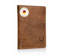 Corno d´Oro Premium Passport Cover Leather with RFID Protection, Handmade Vehicle Registration Certificate Case for Driving Licence, Passport, EC Cards, Slim Passport Organiser in Gift Box, brown, S