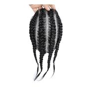 Cornrow Braided Mens Wigs PU Braiding Hair Afro Curly Mans Wave Unit Natural Black Real Human HairPieces 6’’Toupe Replacement System Hairline Fine(14x19cm)