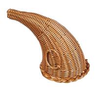 Cornucopia Basket 11 Inch Height Christmas Cornucopia Centerpiece Horn Shape Weaven Basket Table Decorations for Fall Harvest Thanksgiving Home Decor