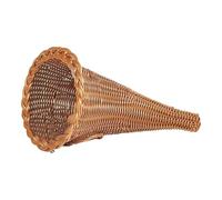 Cornucopia Basket Handwoven Natural Rattan Horn of Plenty Centerpiece for Thanksgiving Table Decor Harvest Display Rustic Farmhouse Home Decorations Fall Gathering Essential (Brown)