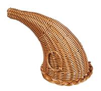 Cornucopia Basket Horn of Plenty Basket 11 Inch Height Christmas Cornucopia Centerpiece Horn Shape Weaven Basket Decorations for Fall Thanksgiving Decor