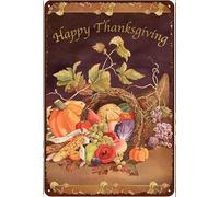 Cornucopia Thanksgiving Casual Mens Womens Decorative Aluminum Sign Wall Sign Bar Restaurant Cafe Bar Sign Decoration 8x6 Inches