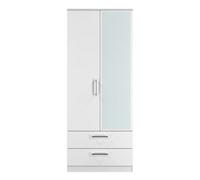 Cornwall 2 Drawer Double Mirror Wardrobe In White Matt (Ready Assembled)