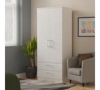 Cornwall 2 Drawer Double Wardrobe In White Matt (Ready Assembled)